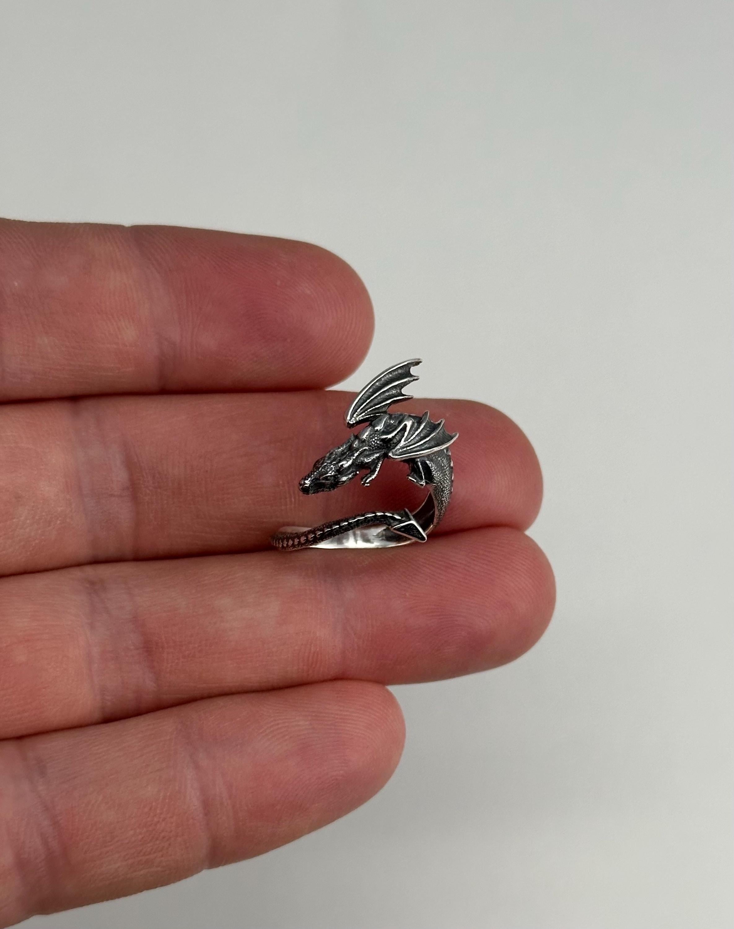 Verstellbarer Drachenring aus Sterlingsilber, verstellbarer Drachenring aus Silber, verstellbarer realistischer Drachenring, verstellbarer Drachenring aus Silber