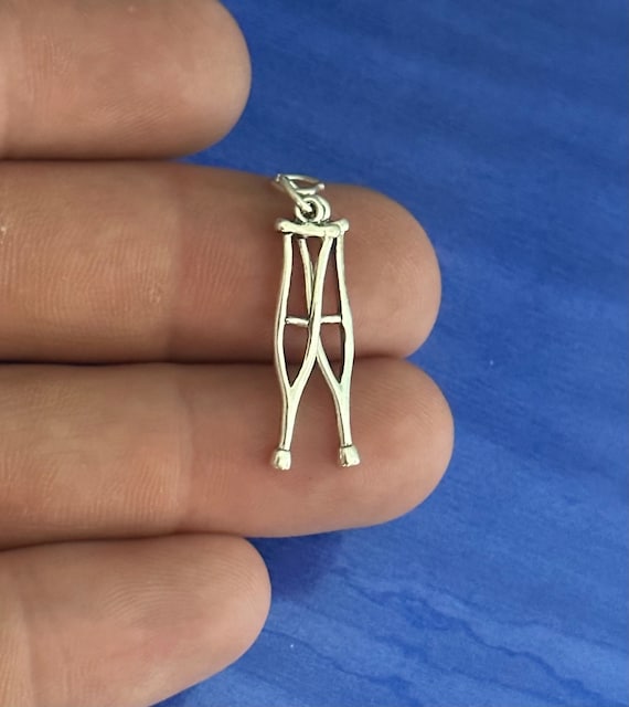 Crutches Charm Sterling Silver Crutches Charm Sterling Silver