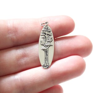 Sterling Silver Oval Sequoia Tree Pendant, Silver Oval Sequoia Tree Pendant, Oval Sequoia Tree Charm, Sequoia Tree Pendant, Tree Charm