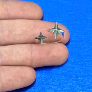 Sterling Silver Adjustable North Star Ring, Sterling Silver Adjustable Two Star Ring, Silver Adjustable North Star Ring,Adjustable Star Ring
