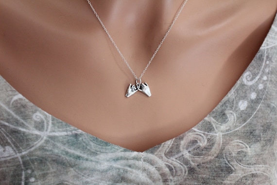 Sterling Silver Oxidized Pinky Promise Charm Necklace Sterling