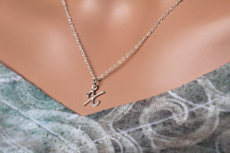 Sterling Silver Cursive X Initial Necklace, X Letter Necklace, Cursive X Initial Necklace, Silver X Letter Necklace, X Letter Necklace image 1