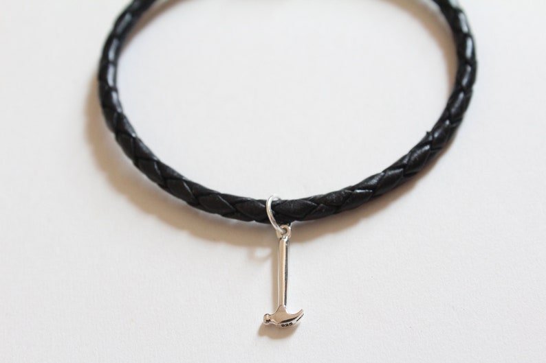 Leather Bracelet with Sterling Silver Hammer Charm Hammer Etsy