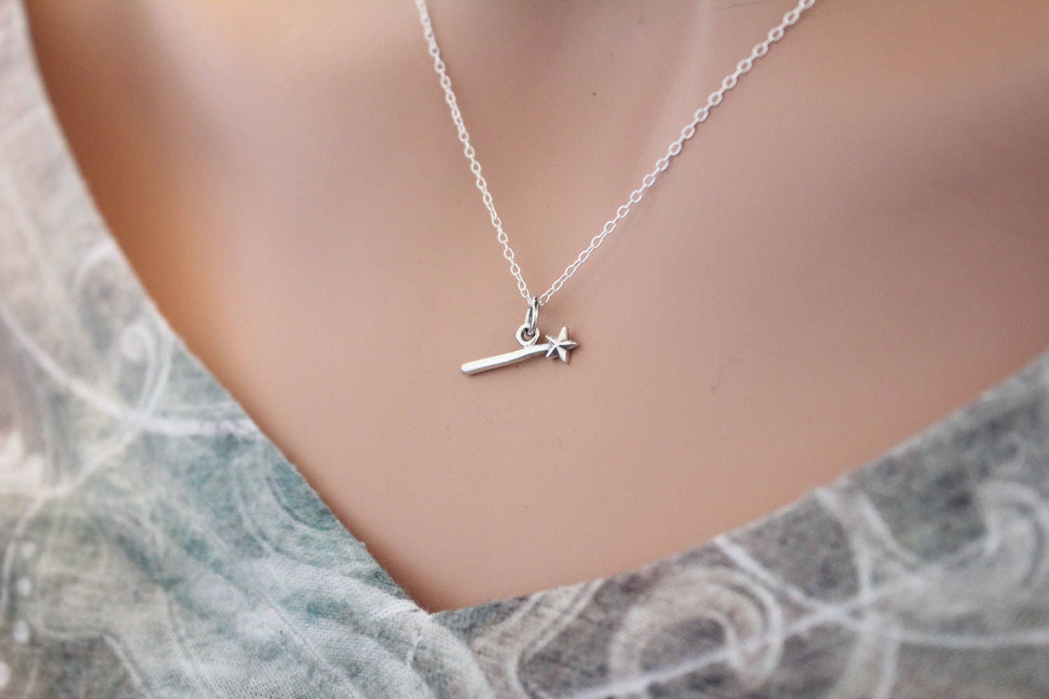 Sterling Silver Magic Wand Necklace 