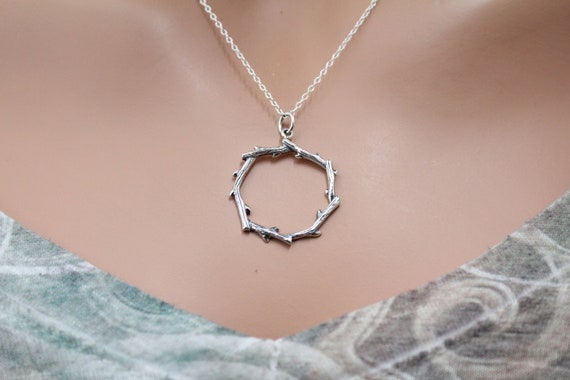 Sterling Silver Crown of Thorns Necklace Silver Crown of Thorns