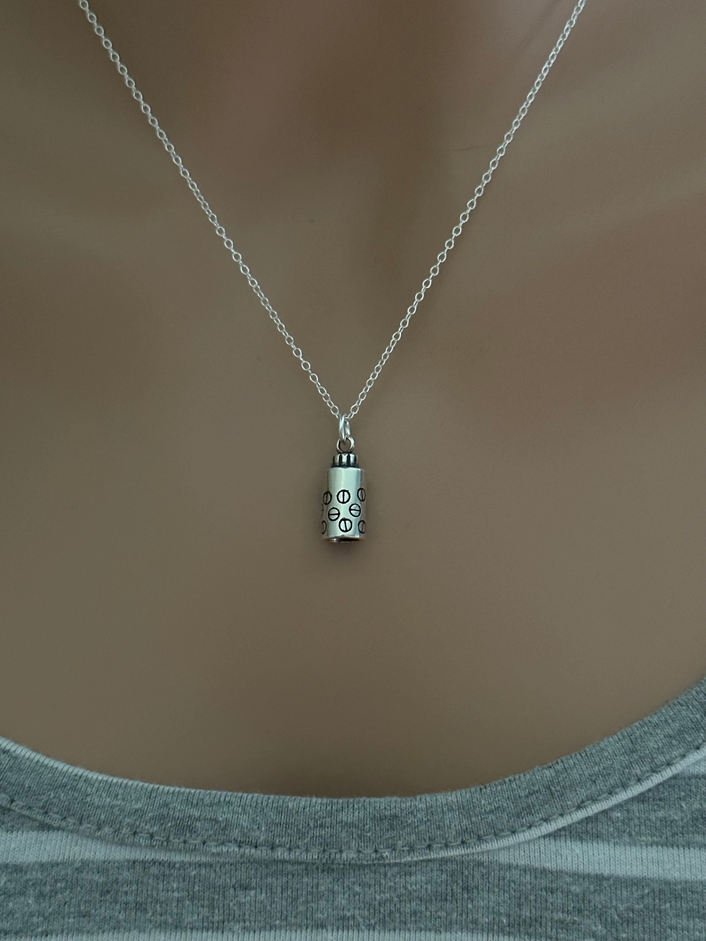 スターリングシルバー製薬瓶ネックレス：3Dチャーム - Etsy 日本