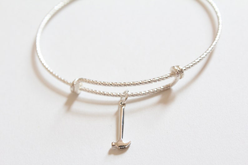 Leather Bracelet With Sterling Silver Hammer Charm Hammer Etsy