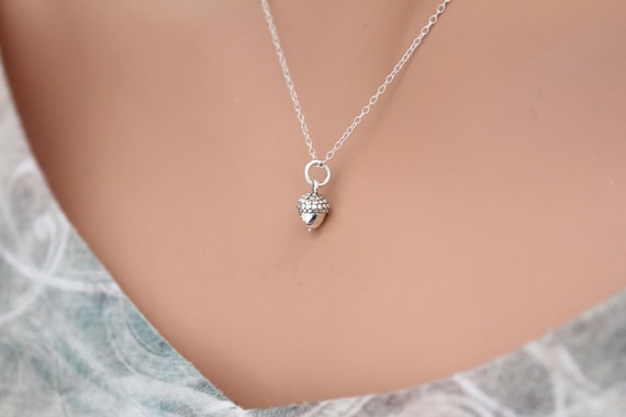 Sterling Silver Acorn Necklace: Small Charm Pendant