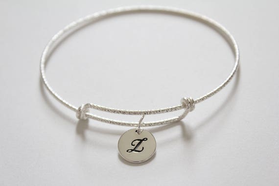 Sterling Silver Bracelet With Sterling Silver Cursive Z Letter 