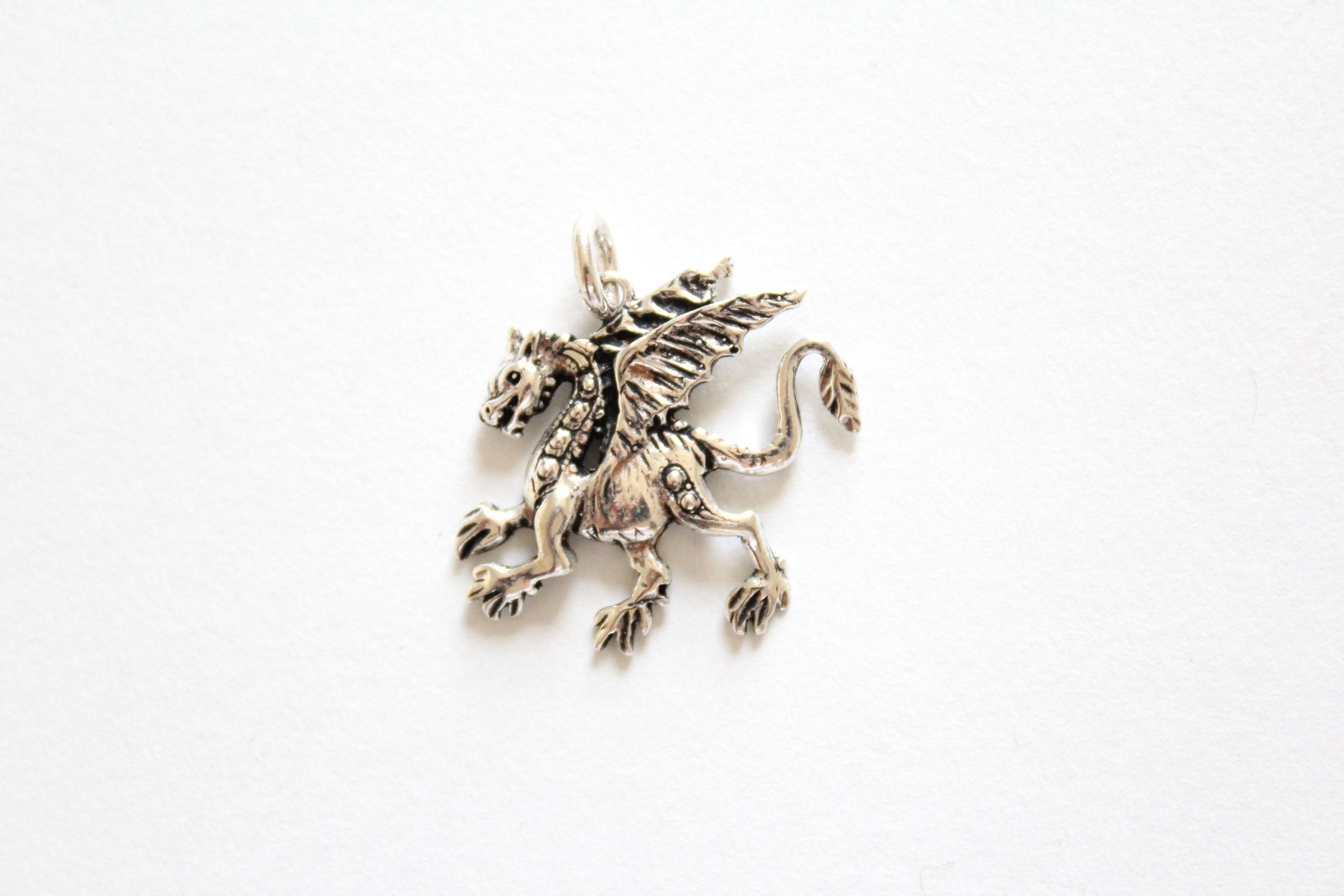 Sterling Silver Dragon Charm Dragon Charm Dragon Pendant Etsy
