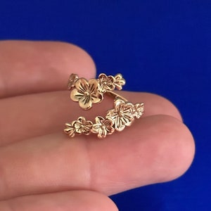 Bronze Adjustable Cherry Blossoms Ring, Adjustable Bronze Cherry Blossoms Ring, Bronze Cherry Blossoms Flower Ring, Cherry Blossoms Ring