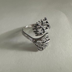 Bague corail de mer réglable en argent sterling, bague corail de mer réglable en argent, bague corail de mer réglable, bague corail de mer, bague corail réglable
