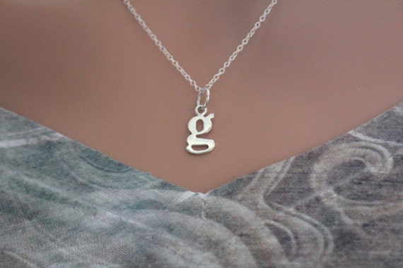 Sterling Silver Lowercase G Initial Charm Necklace G Initial