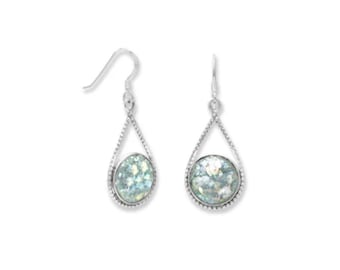 Pendientes colgantes de cristal romano de plata de ley