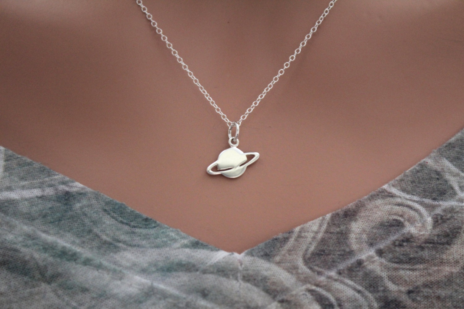 Sterling Silver Saturn Necklace