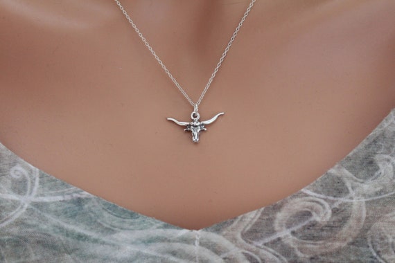 Western Longhorn Steer Head Charm Sterling Silver Western Longhorn Steer Head Charm Sterling Silver