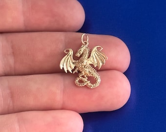 Bronze Fairy Tale Dragon Charm: Mystical Pendant