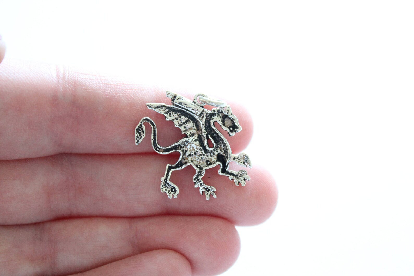 Sterling Silver Dragon Charm Dragon Charm Dragon Pendant Etsy