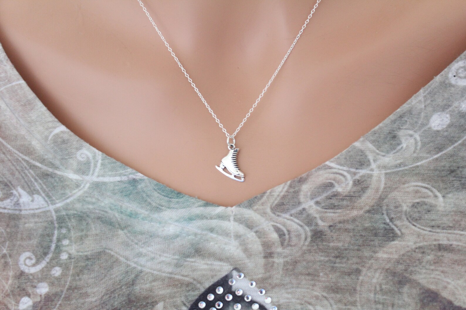 Sterling Silver Ice Skate Necklace Silver Ice Skate Necklace Etsy