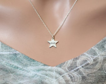 Sterling Silver Star Charm Necklace: Engraved Initial C Pendant