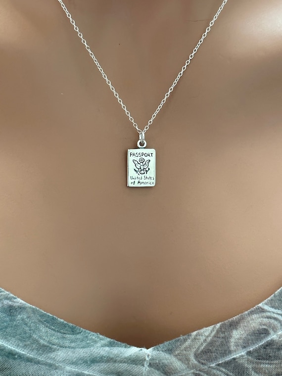 USA Passport Charm Sterling Silver Travel USA Passport Charm Sterling Silver Travel