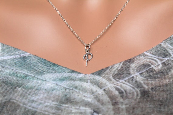 Sterling silver cursive initial necklace sale