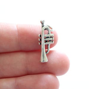 Sterling Silver Trumpet Charm, Cornet Charm, Silver Trumpet Charm, Trumpet Pendant, Silver Trumpet Pendant, Cornet Charm, Cornet Pendant