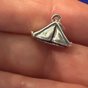 Sterling Silver Oxidized Tent Charm, Silver Oxidized 3D Tent Charm, Silver Oxidized 3D Tent Charm, Oxidized 3D Tent Charm, Tent Pendant