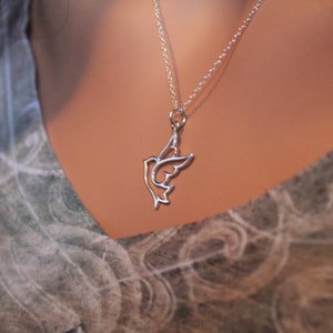 Sterling Silver Dove Necklace, Dove Necklace, Dove Cutout Necklace, Dove Pendant Necklace, Dove Charm Necklace, Bird Necklace, Bird Charm image 3