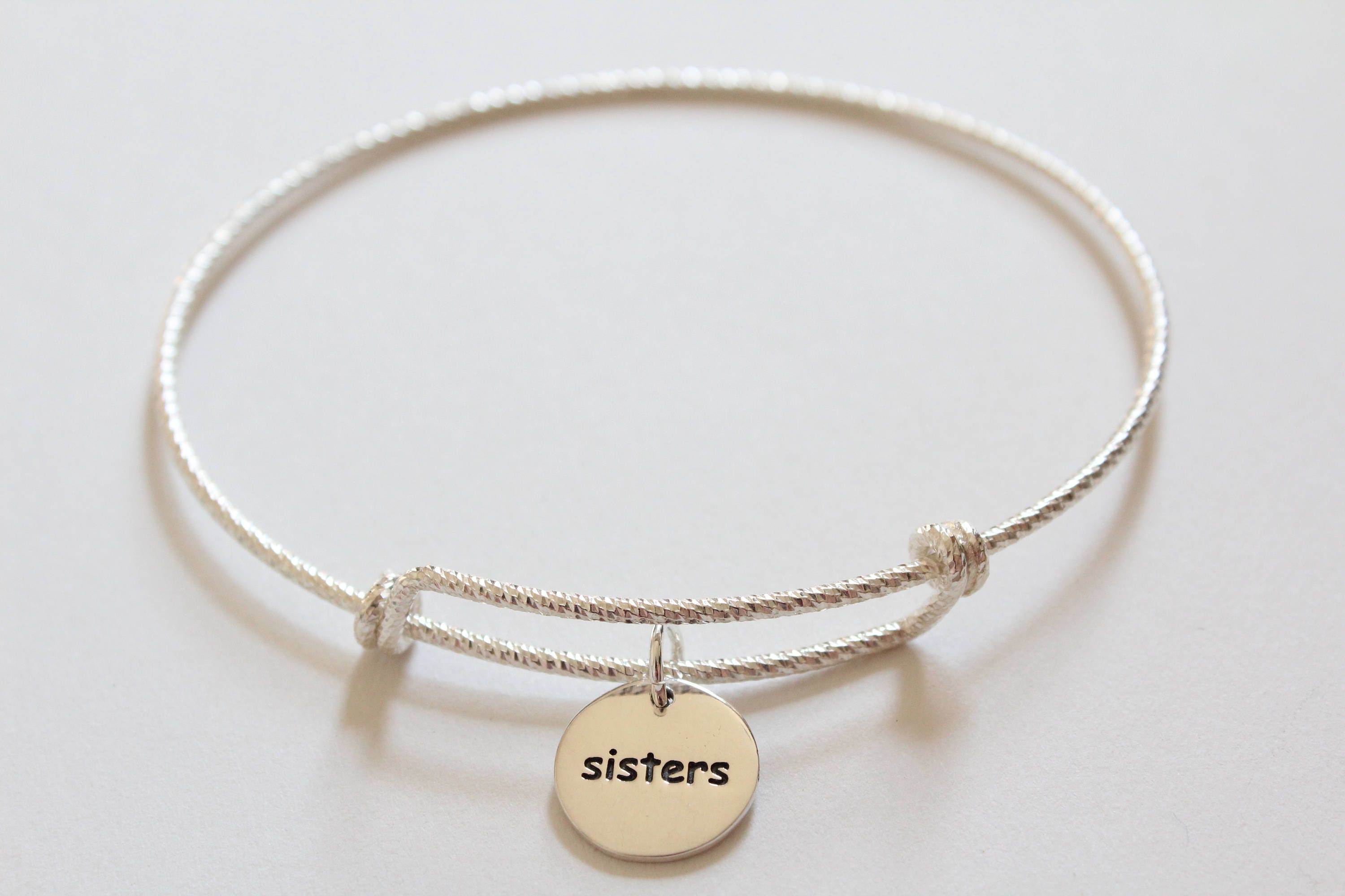 Sterling Silver Bracelet with Sterling Silver Sisters Charm Etsy