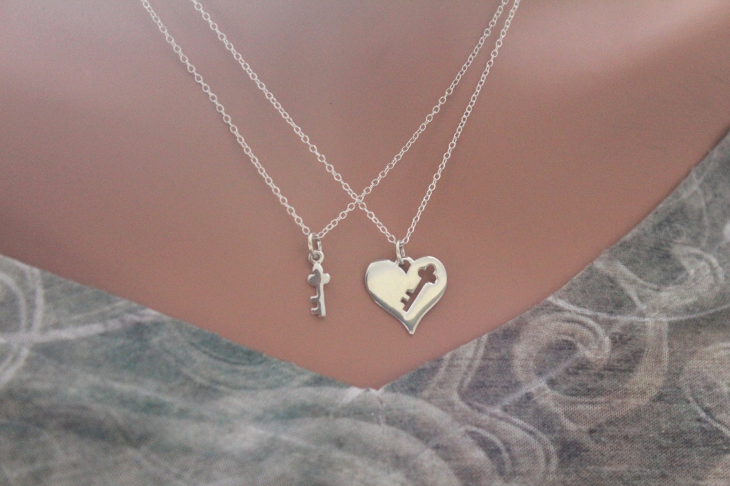 Key Necklaces Mother Daughter 