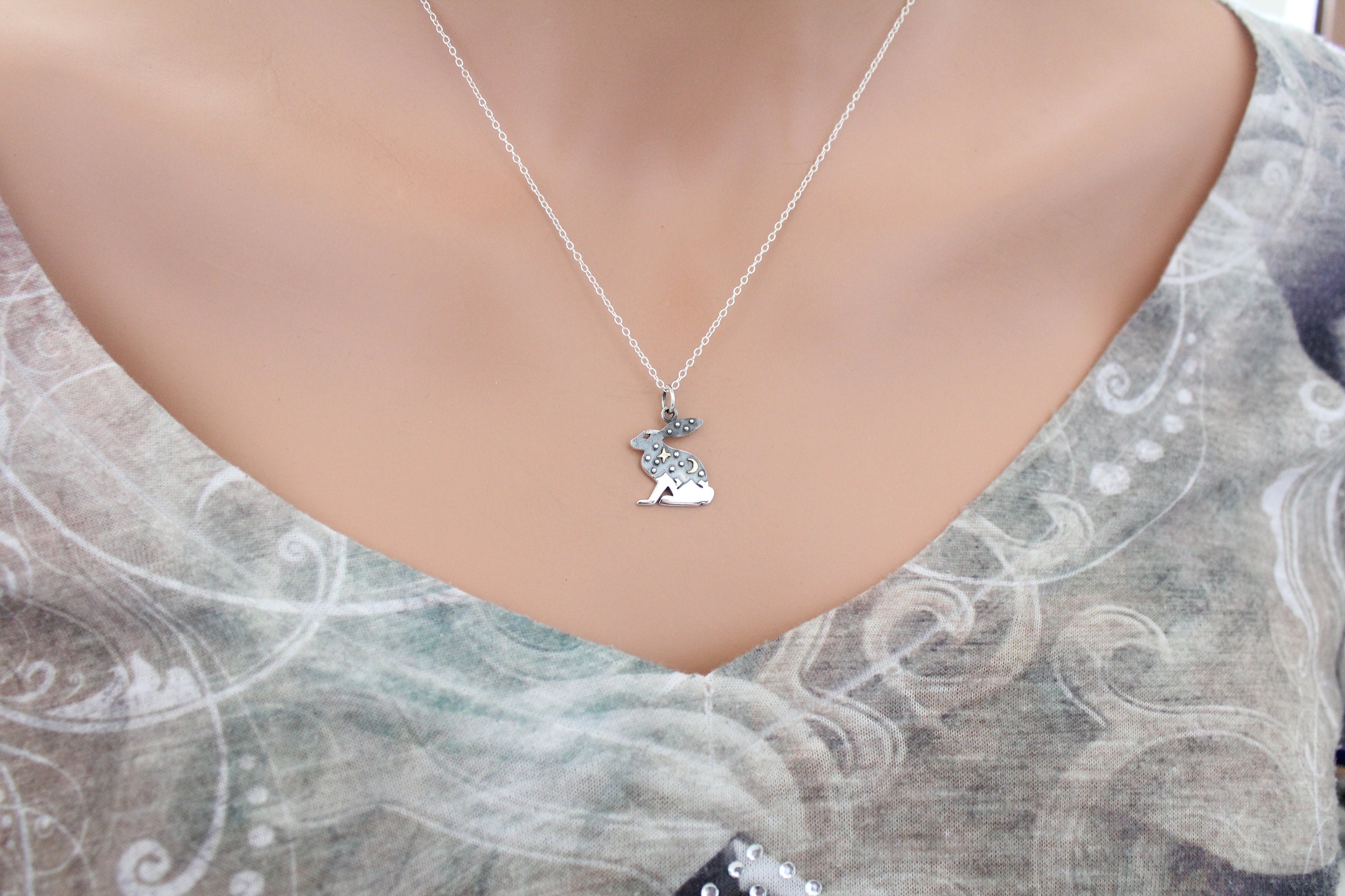 Cable Collectibles Bunny Charm Necklace in Sterling Silver Women's