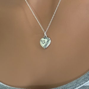 Sterling Silver I Love Dancing Necklace, Silver I Love Dancing Necklace, I love Dancing Necklace, Love Dancing Necklace, Dancing Necklace
