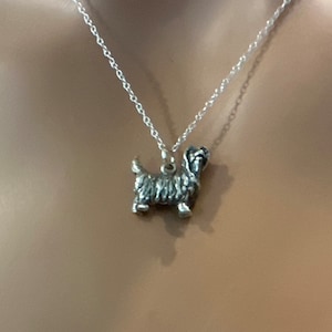Sterling Silver Yorkshire Terrier Dog Necklace, Sterling Silver Yorkshire Terrier Dog Charm Necklace, Silver Yorkshire Terrier Dog Necklace