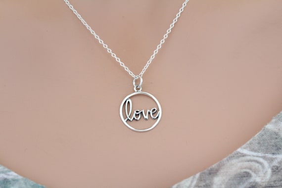 Icebox - Script Love Necklace Diamond Pendant 14k Solid Gold