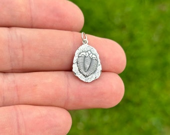 Sterling Silver Trilobite Fossil Pendant Charm