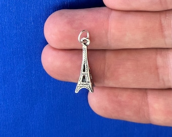 Sterling Silver Eiffel Tower Charm: Paris Souvenir Pendant