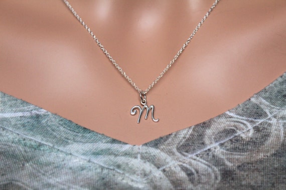 Sterling Silver Cursive M Initial 