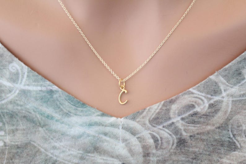 C Letter Necklace Gold Cursive C Initial Necklace Cursive C Initial Necklace Gold C Letter Necklace 24K Gold Plated C Letter Necklace