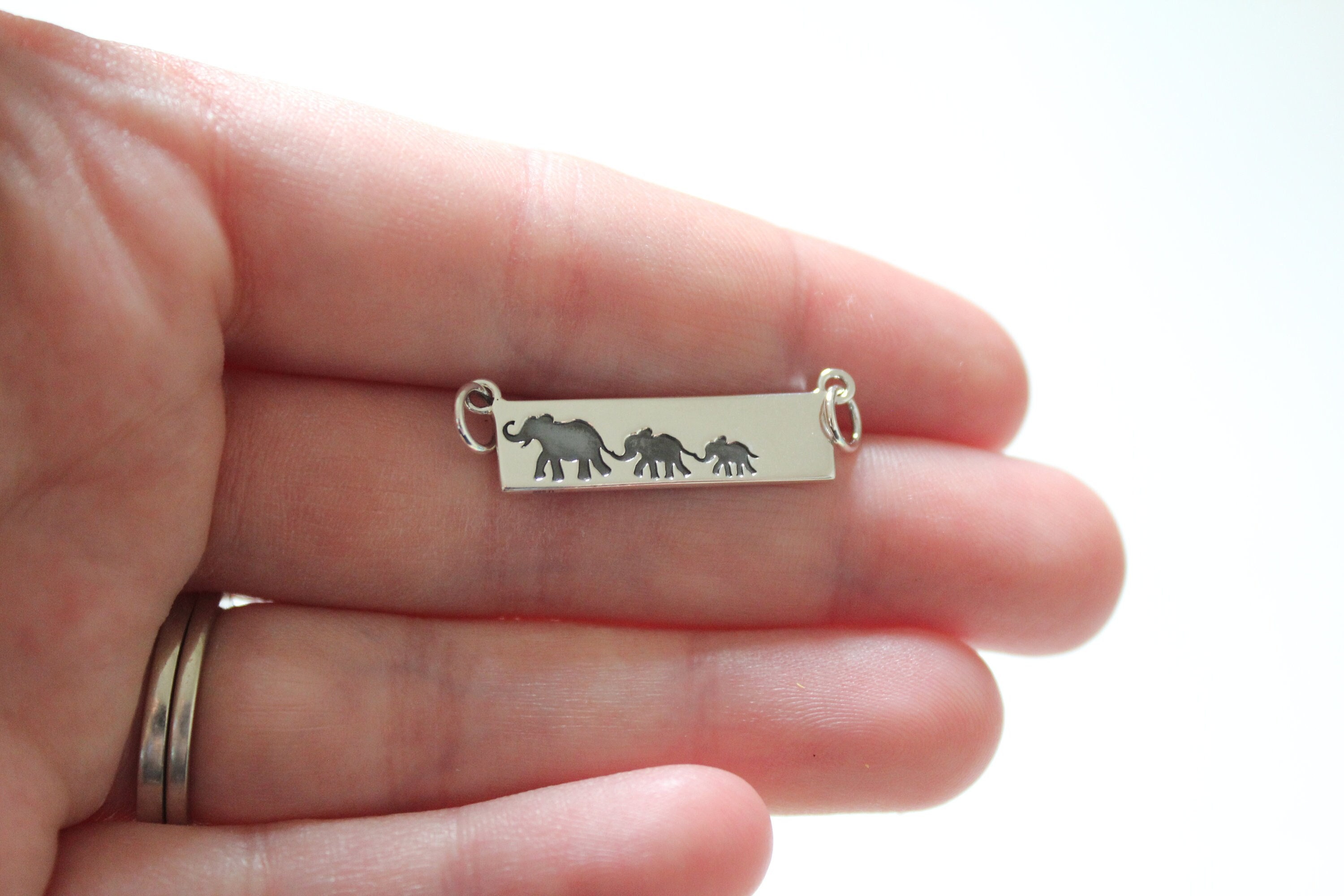 Collana in argento sterling con elefante per la famiglia: mamma e due bambini - Italia