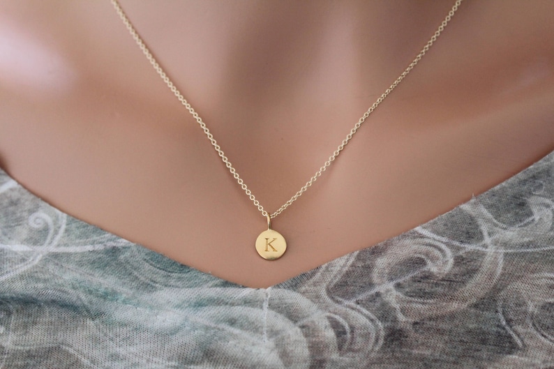 Gold Simple K Initial Necklace Gold Stamped K Necklace Etsy