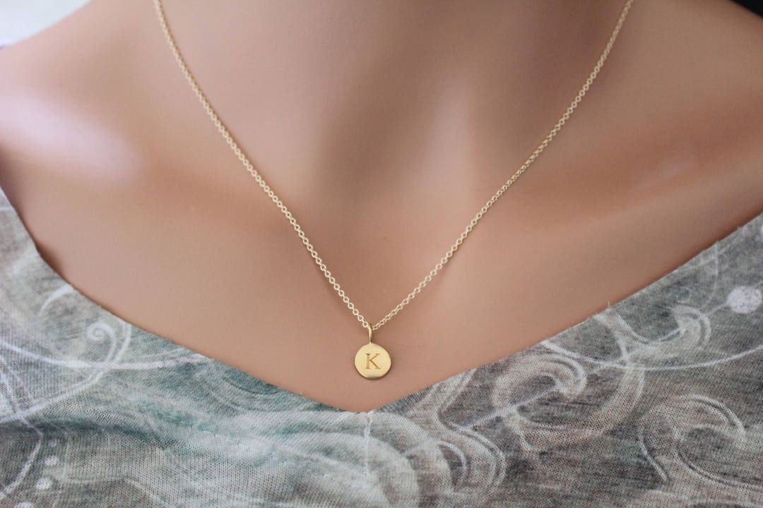 Gold Initial K Necklace: 24K Gold Plated Sterling Silver Charm