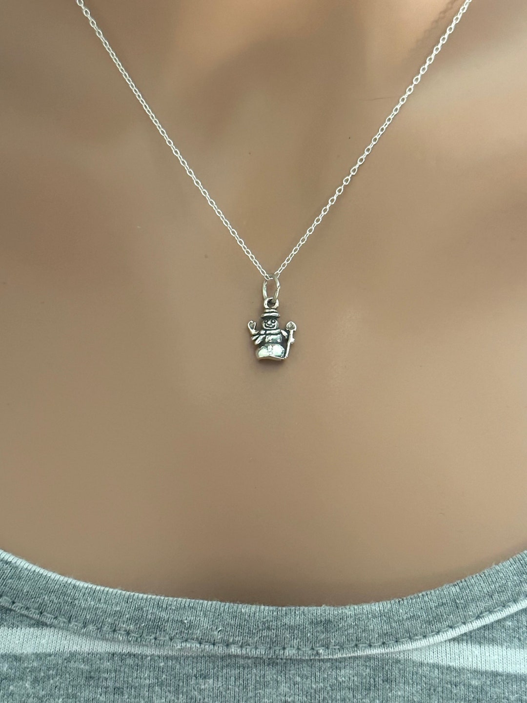 Collana Natalizia Con Alberello E Pupazzo Di Neve In Argento 925 – Gioiello Invernale Regalo Donne - 3