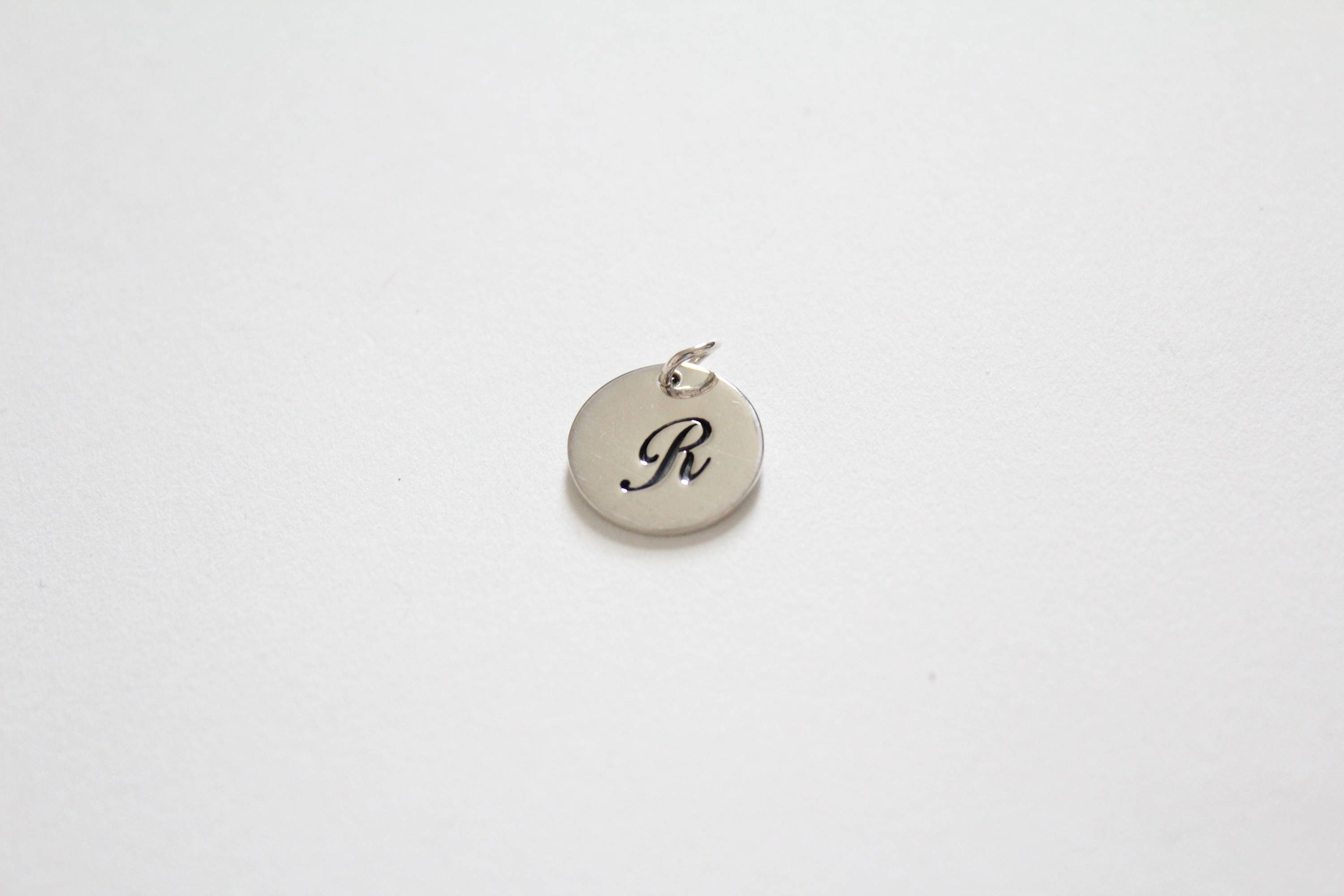 Sterling Silver Cursive Circular R Initial Charm Cursive R | Etsy