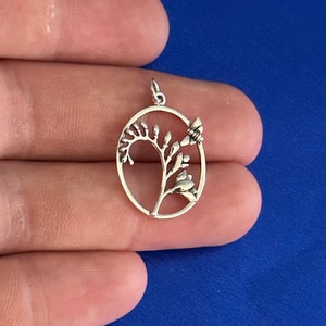 Sterling Silver Freesia Flower and Bee Charm, Sterling Silver Freesia Flower Bee Pendant, Silver Freesia Flower and Bee Charm, Flower Charm