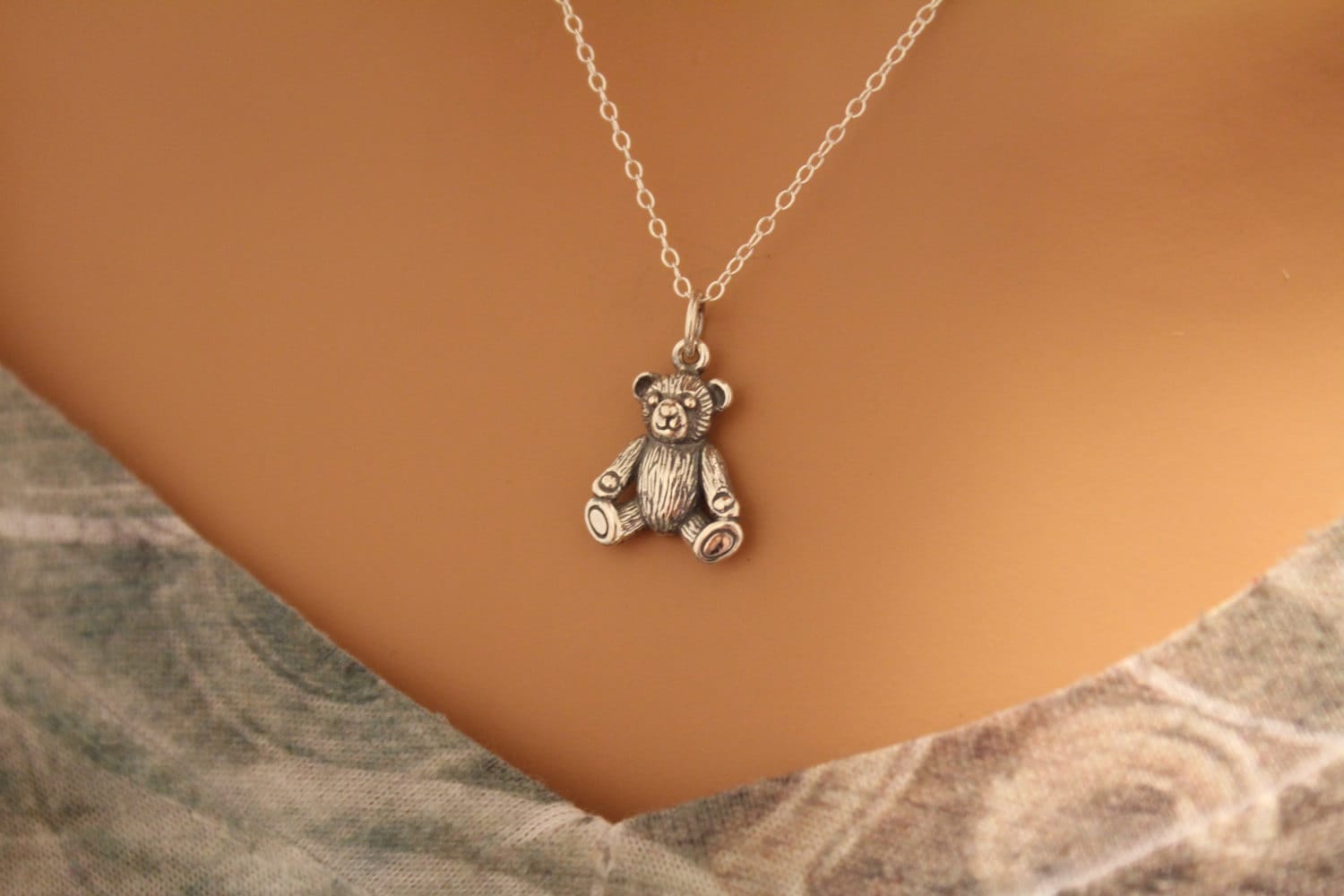 Teddy Bear Personalised Birthstone Necklace