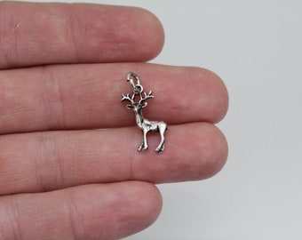 16-20 Mireval Sterling Silver Deer Head Charm on a Sterling Silver Chain Necklace 16-20 Mireval Sterling Silver Deer Head Charm on a Sterling Silver Chain Necklace