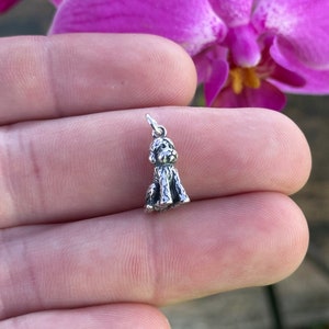 Breloque griffonnage doré en argent sterling, breloque griffonnage doré en argent, pendentif griffonnage doré en argent, breloque labrador en argent, breloque labradoodle