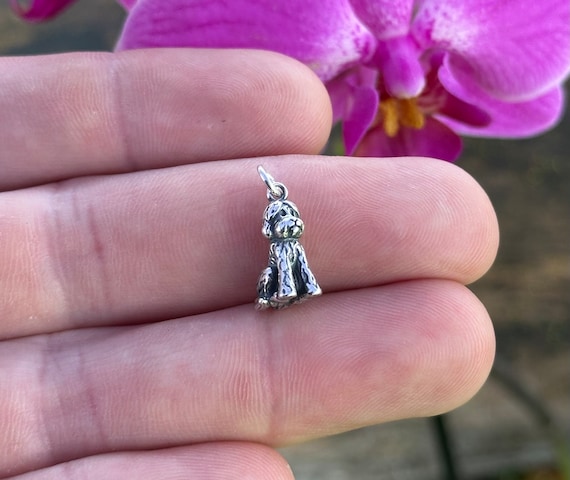 Goldendoodle Charm Sitting Dog 3D Sterling Silver Goldendoodle Charm Sitting Dog 3D Sterling Silver