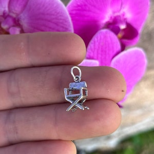Sterling Silver 3D Directors Chair Charm, Sterling Silver 3D Directors Chair Pendant, Silver 3D Directors Chair Charm, Directors Chair Charm